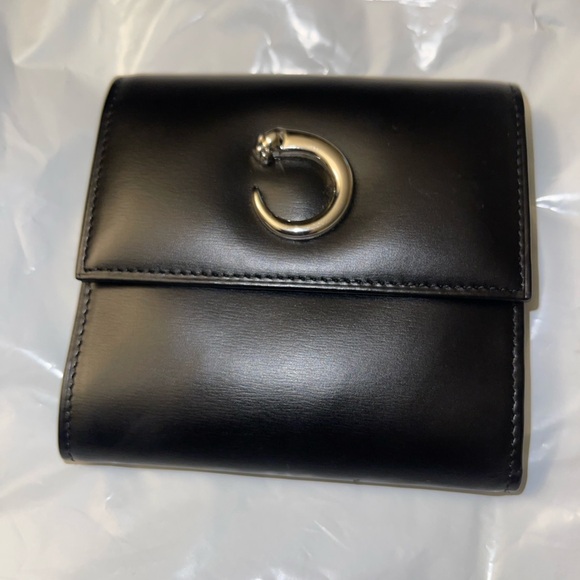 Authentic Cartier PANTHÈRE Black Leather Wallet  EDEC Made in France - Picture 1 of 11